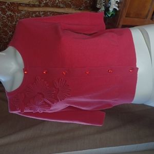 InCashmere Pink Cardigan with Floral Accents